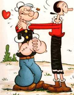 Cartoon of Popeye and Olive Oyl in I Love you Often...just not always blog on love and relationships and other good stuff, authored by Julie and Jennie.
